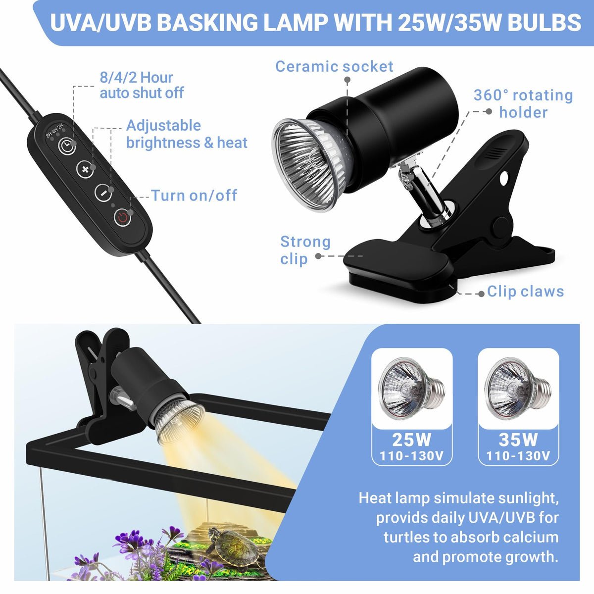 Mini Turtle Tank Kit with Adjustable Lamp and Lid A93409