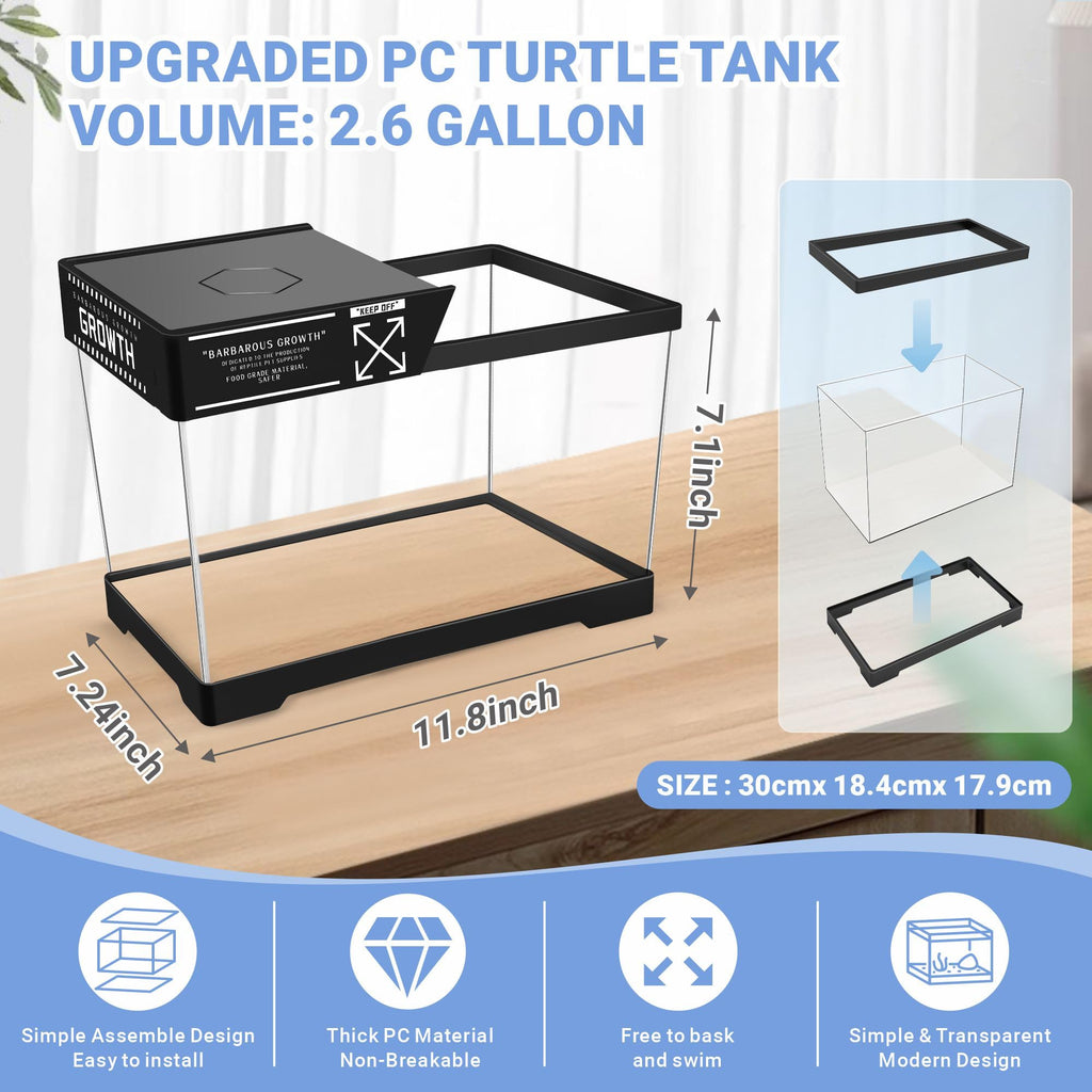 Mini Turtle Tank Kit with Adjustable Lamp and Lid A93409