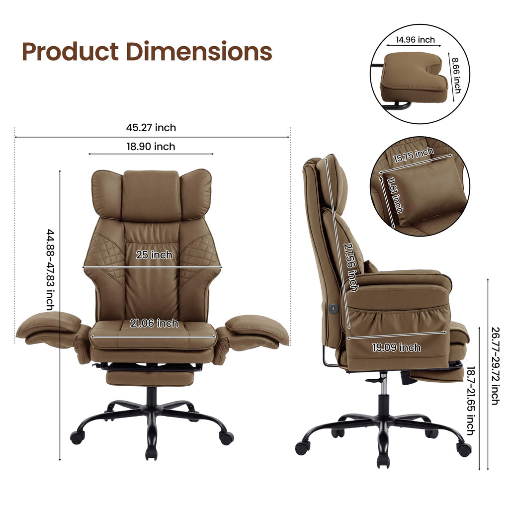 3D Kneading Massage Office Chair with Footrest C706289