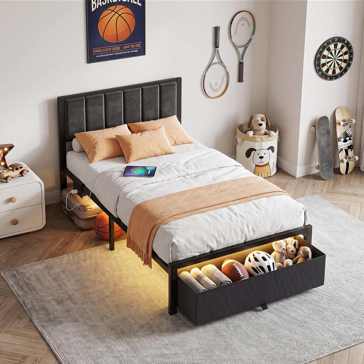 Twin Size Bed Frame with Drawer P2957