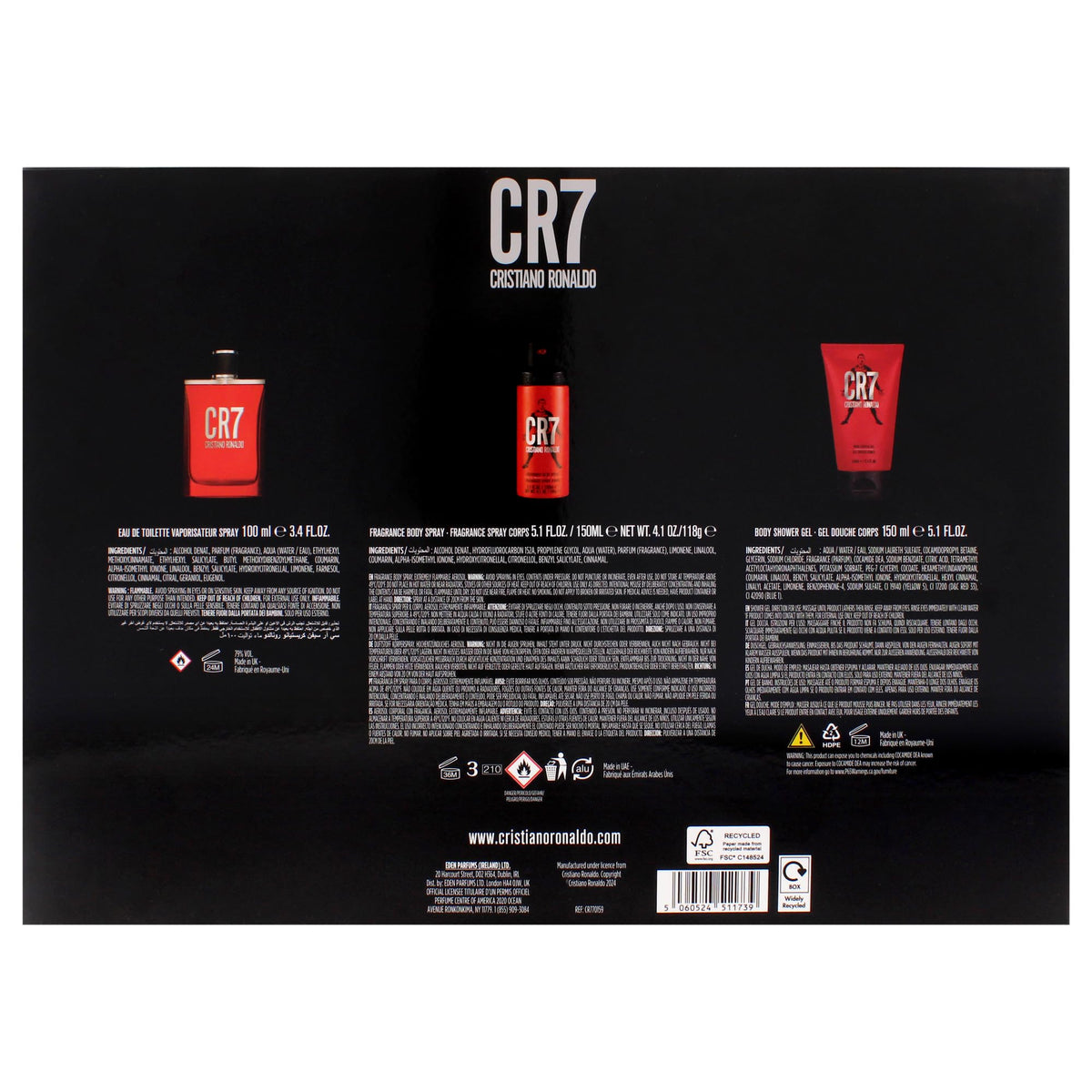 3 Pc Men EDT Spray Body Spray Shower Gel Gift Set K2556