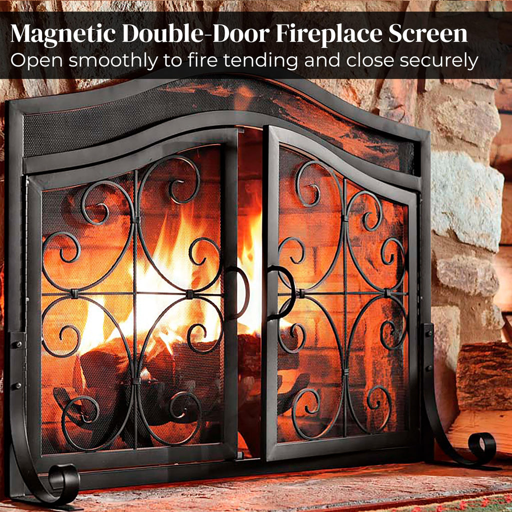Black Metal Fireplace Screen A171195