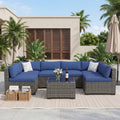7-Piece Outdoor Rattan Sectional Sofa Set with Coffee Table M8356