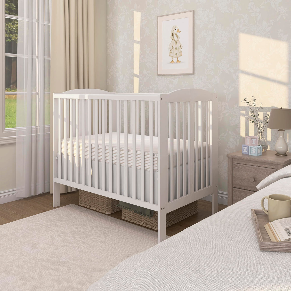 Full Size 2-in-1 Folding Baby Crib White N727537