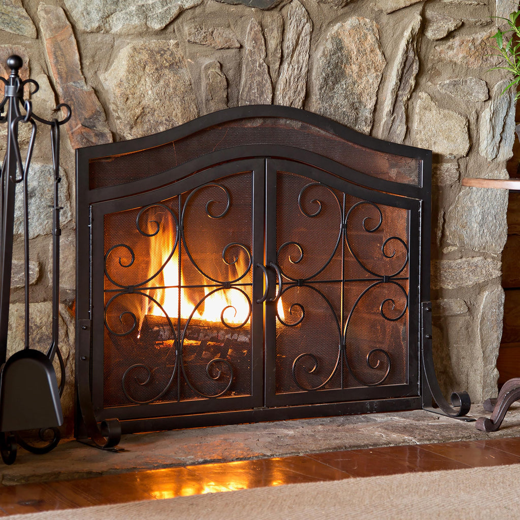 Black Metal Fireplace Screen A171195