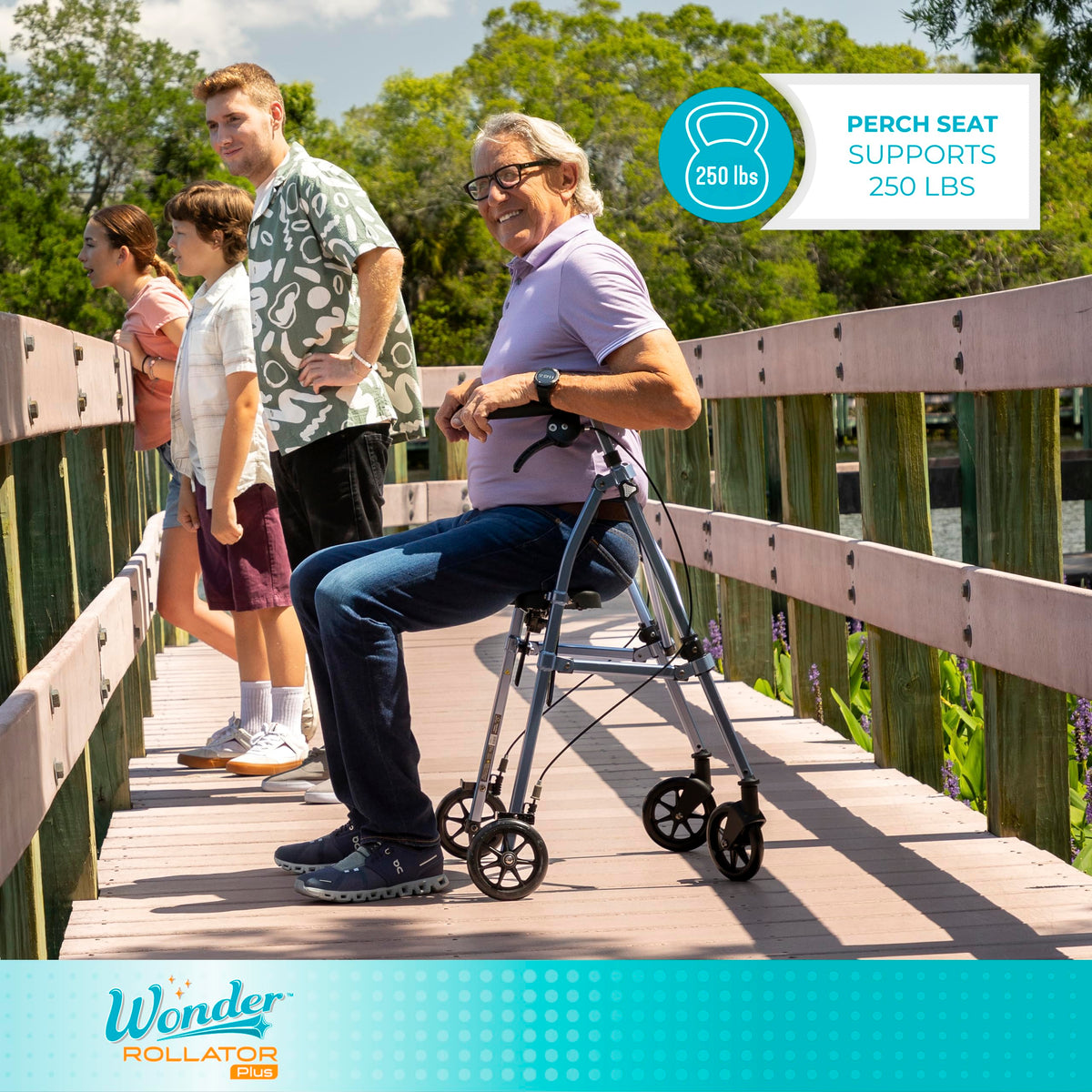 Lightweight Folding Mobility Aid with Four Wheels and Seat A91063