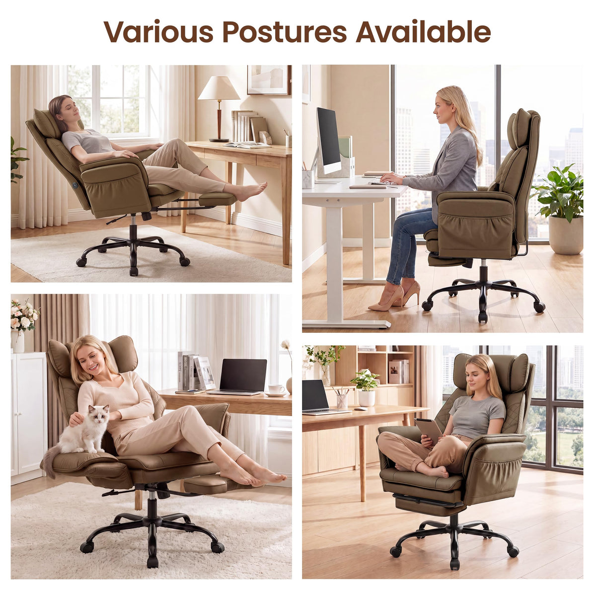 3D Kneading Massage Office Chair with Footrest C706289