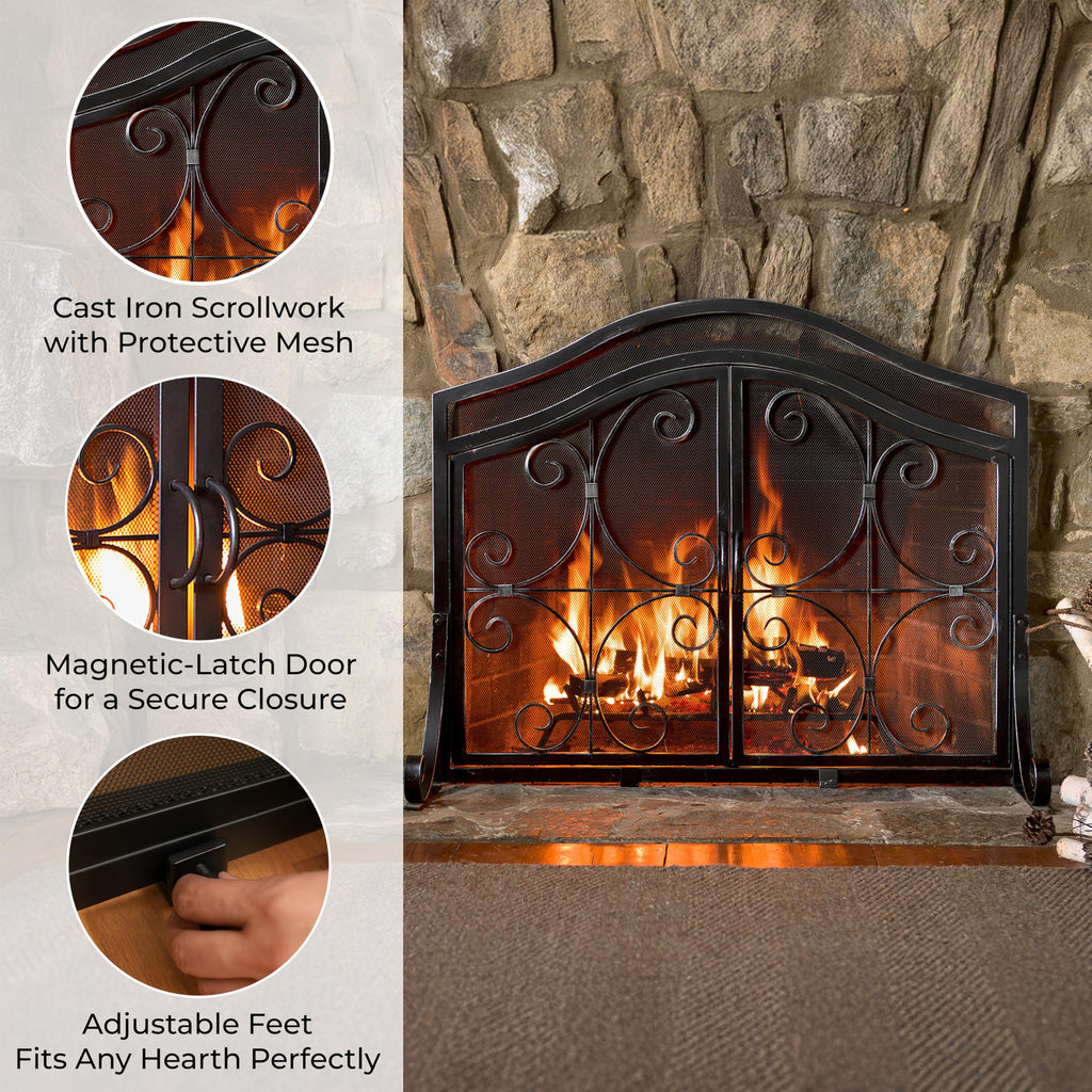 Black Metal Fireplace Screen A171195