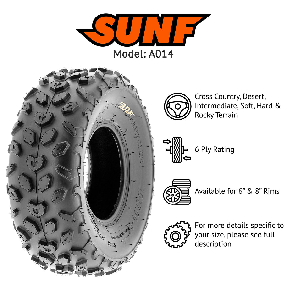 19x7-8 Knobby Tubeless Tire T1150